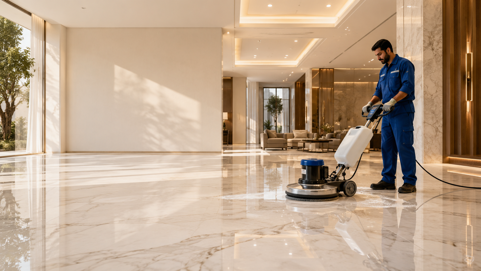 شركة المجاهد لجلي البلاط وتلميع الرخام في حي الوزارات الرياض